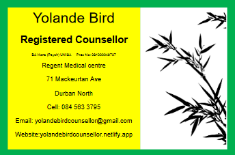 Yolande Bird Registered Counsellor Business Card